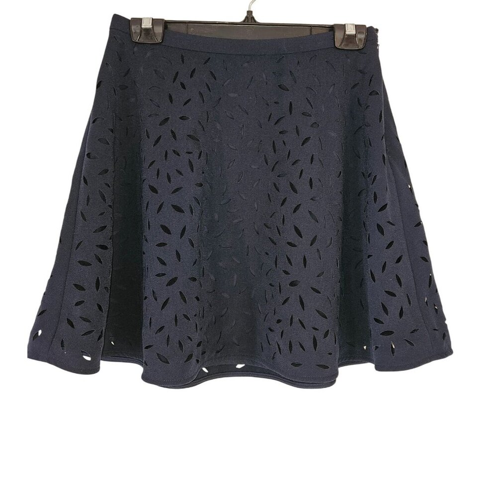 Banana Republic Navy Blue Eyelet Cutouts Mini Skater Skirt Women 2